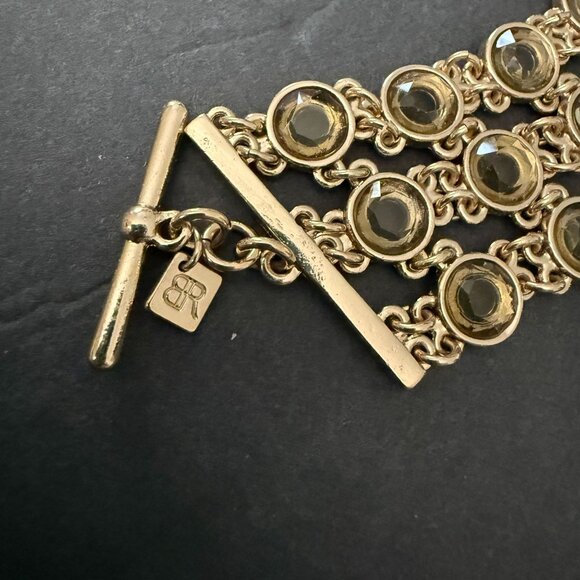 Banana Republic Gold-Tone 3 Row Openwork Bracelet Circular Links Toggle Clasp - Picture 13 of 13